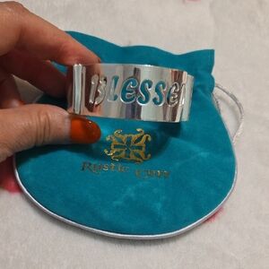 Rustic Cuff Silver 'Blessed' Cuff Bracelet